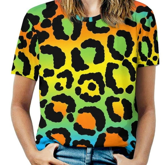 Female T-Shirt Abstract O Neck T-Shirts Short Sleeve Gradient Print Modern Design Tops Streetwear Top Tees Big Size 6XL