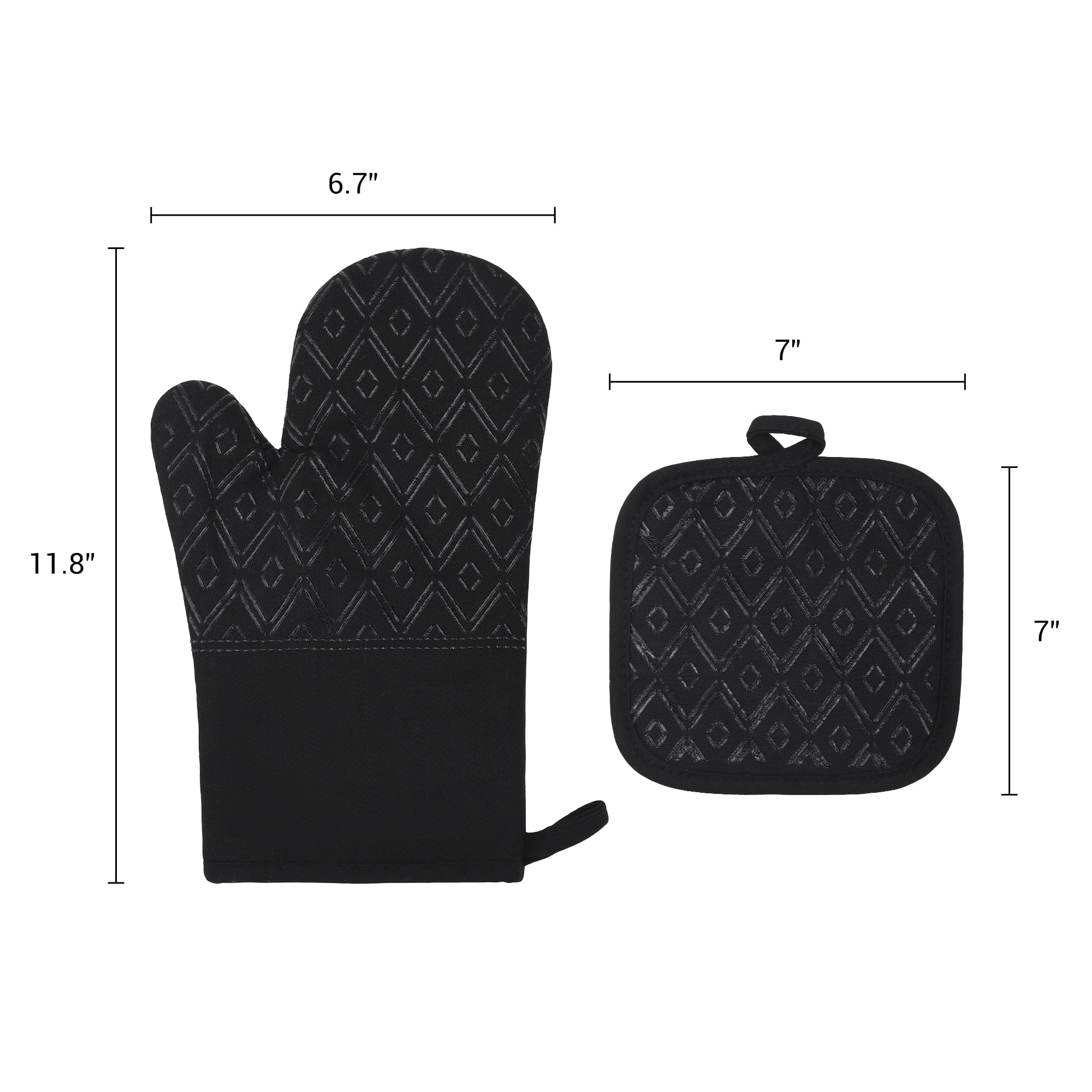 Unique Bargains Heat-Resistant 2 Pcs Kitchen Mitts Lozenge Pattern 11.8x6.7inch