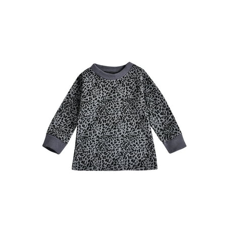 

Toddler Baby Boy Girl Sweatshirt Long Sleeve Round Neck Leopard Print Pullover Top Fall Winter Clothes
