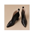 thumbnail image 5 of Frontwalk Womens Booties Mid Heels Heeled Boot V-Cut Ankle Boots Party Chunky Block Bootie Women Pointed Toe Shoes Black 9, 5 of 9