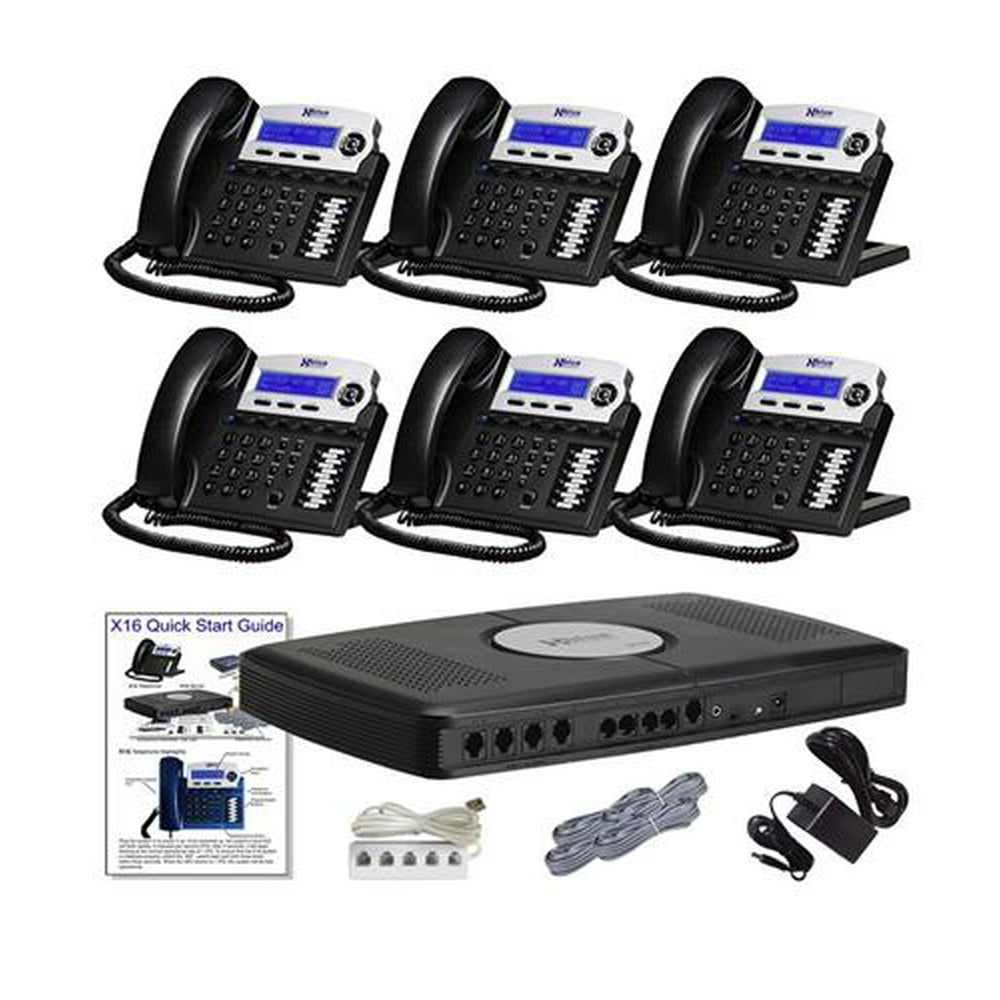 XBLUE X16 Office Phone System w/6 Phones Auto Attendant, Voicemail