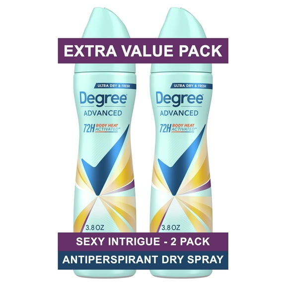 Degree Advanced Long Lasting Antiperspirant Deodorant Dry Spray Twin Pack, Sexy Intrigue, 3.8 oz