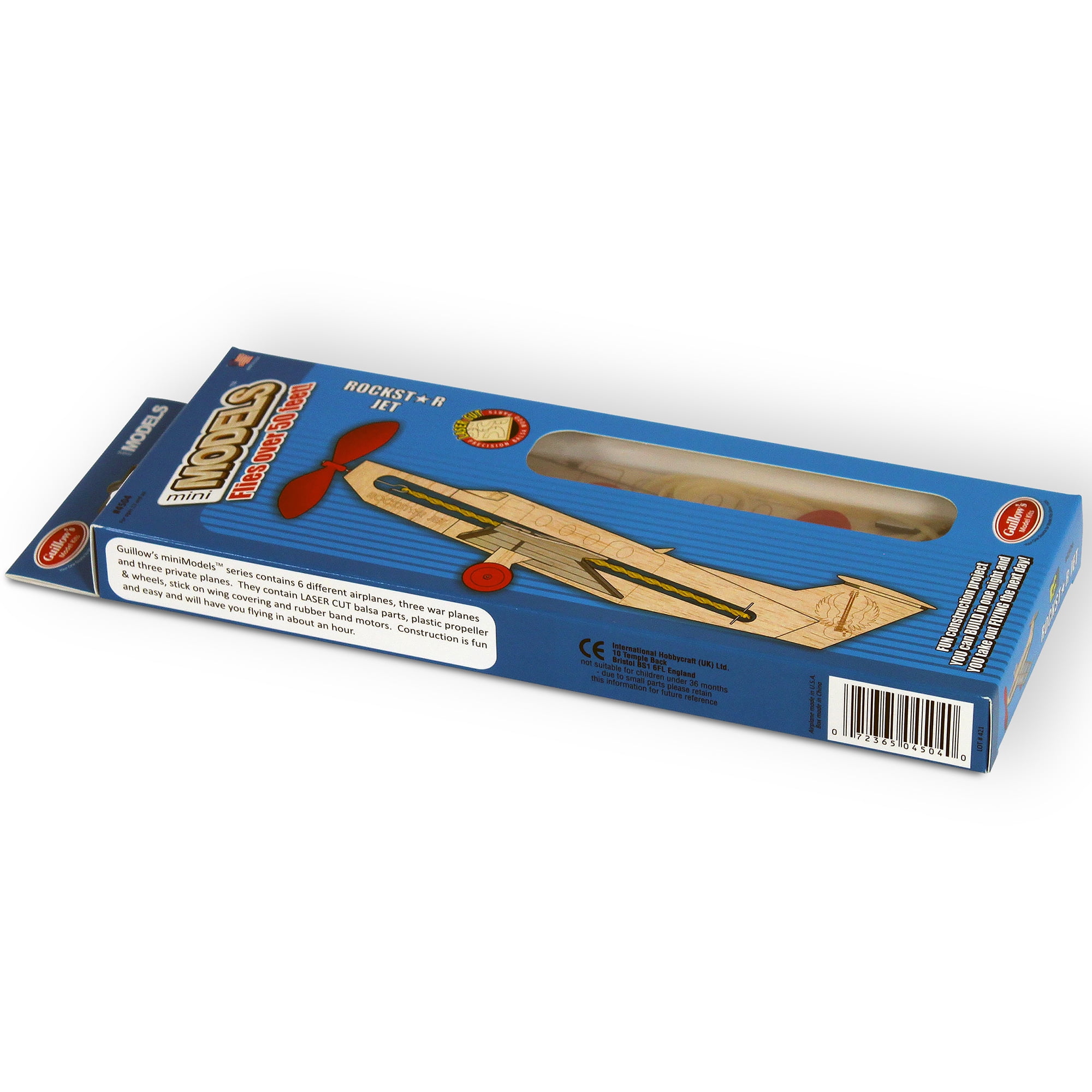 Guillow's: miniModel Kit - Rockstar Jet - Classic Balsa Wood, DIY Airplane Building Project, Laser-Cut Parts, Build & Fly Hobby Collectible, 4504