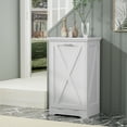 thumbnail image 3 of 13-Gallon Tilt-Out Trash Can Cabinet, Hidden Trash Bin with Deodorizing & Negative Ion Technology, Pet-Proof Design for Kitchen, Dining Room, Living Room, White, 3 of 6