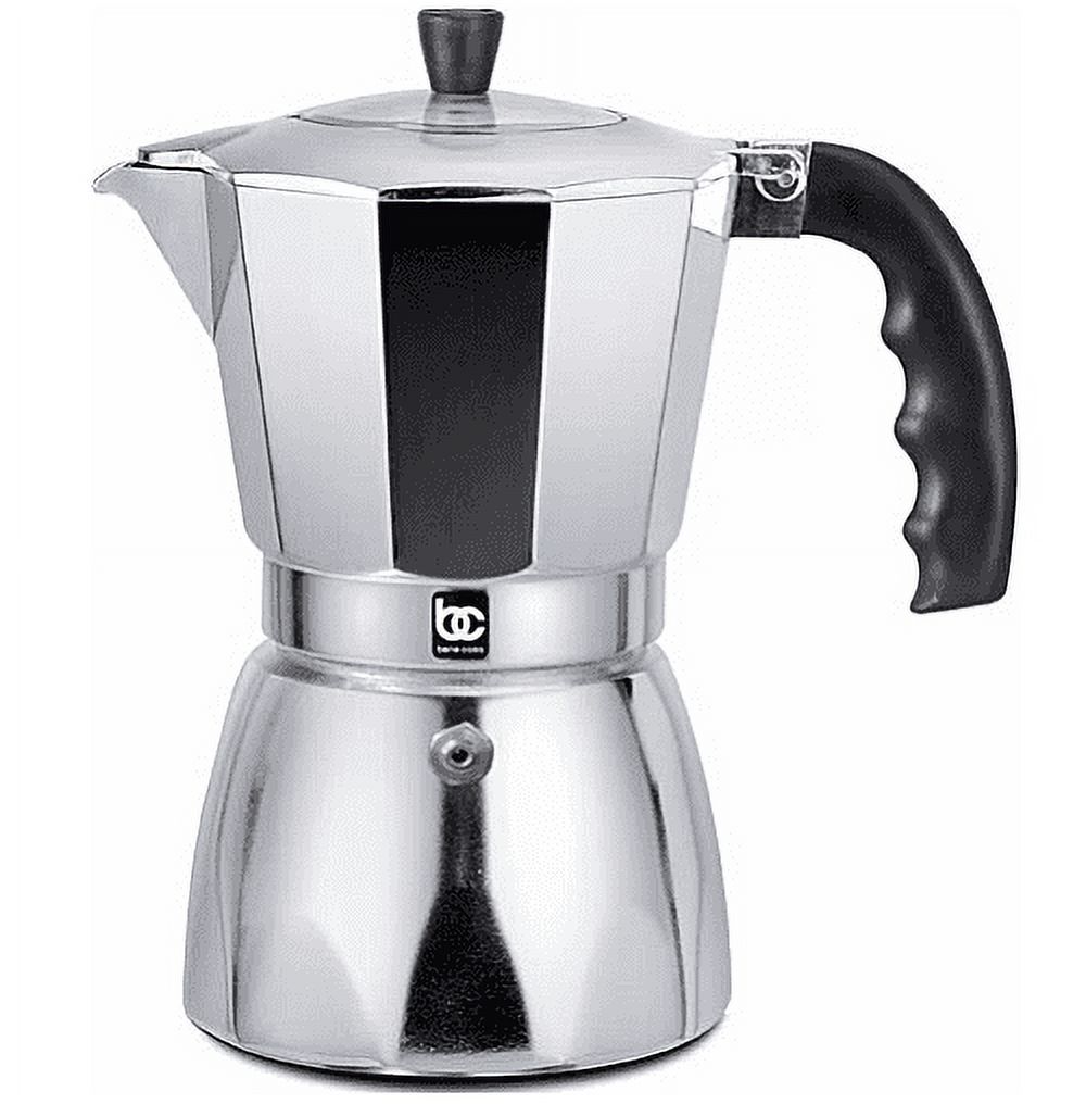 Bene Casa Aluminum Coffee Maker 3 Cup with See - Thru Lid