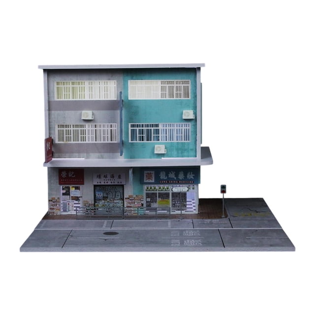 TISHITA 1/64 Scale Scene Model Car Parking Lot with Light Simulation Decorative Realistic Decoration Diorama Building Miniature Scene Style B
