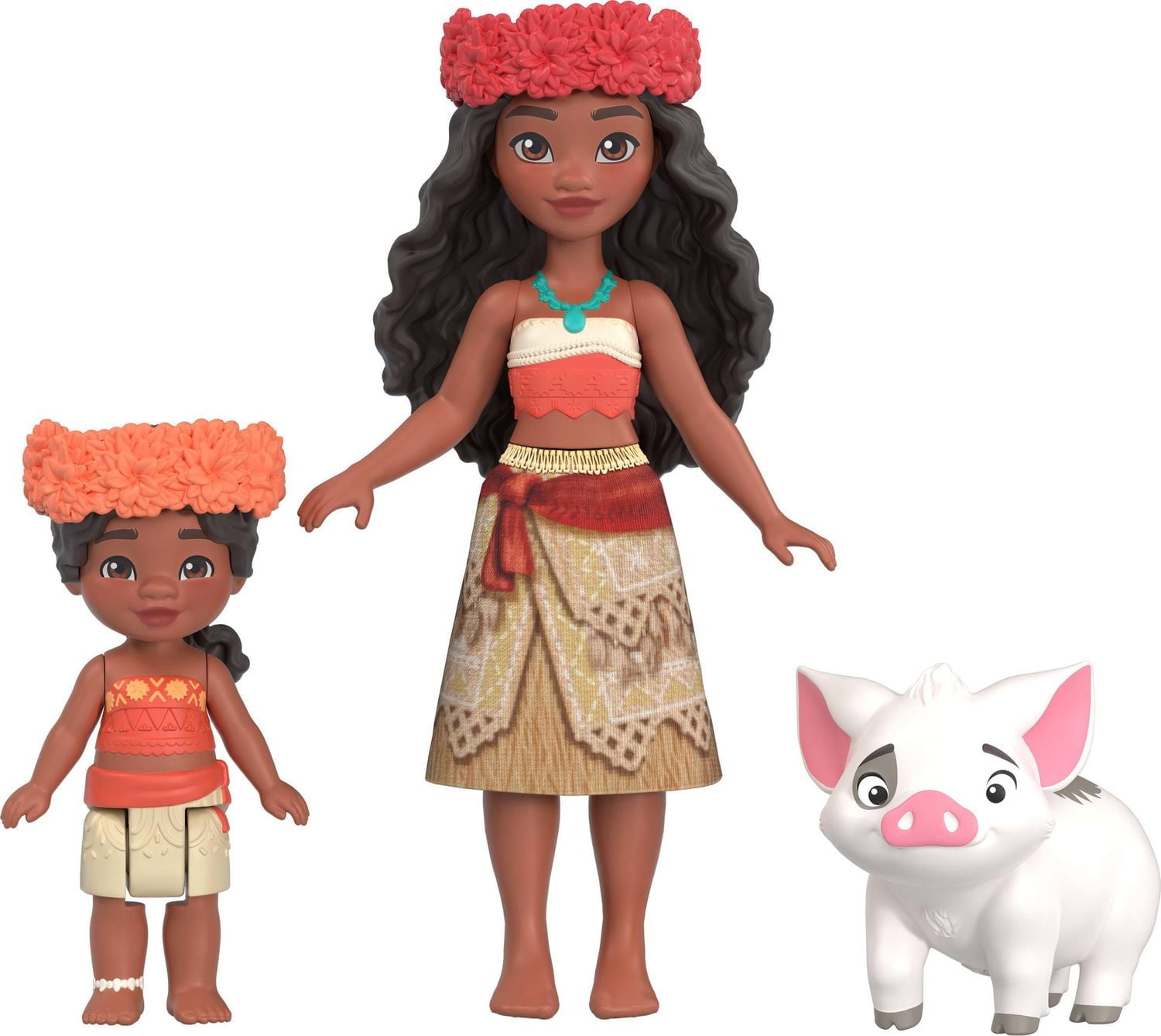 ​Jouets ​Moana 2 de Disney de Mattel, coffret de jeu Maison de village de Moana et Simea avec 2 petites poupées, figurine Pua et 15 accessoires Âges 3+