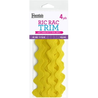 Essentials By Leisure Arts Ric Rac 1/2 4 yards Yellow - rick rack trim for  sewing - wavy ric rac trim for sewing and crafts - ric rac ribbon - rick