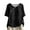 Black, variant on Lovskoo Linen Summer Tops for Women 2024 Round Neck Short Sleeve Solid Color Casual Button Top Black
