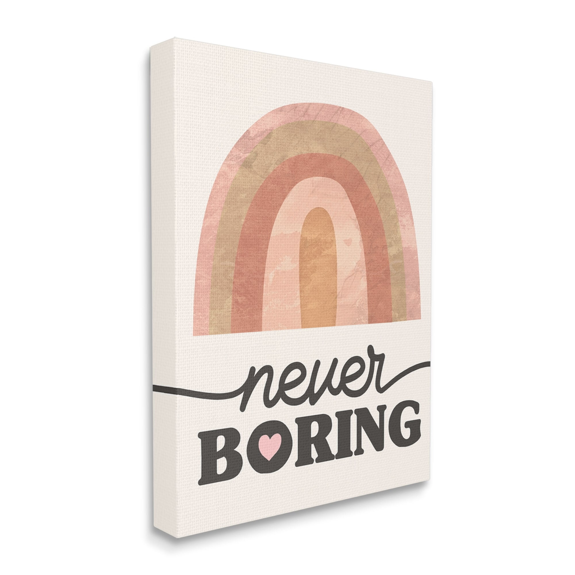 Stupell Industries Never Boring Phrase Desert Rainbow Pink Heart, 36 x 48, Design by Daphne Polselli