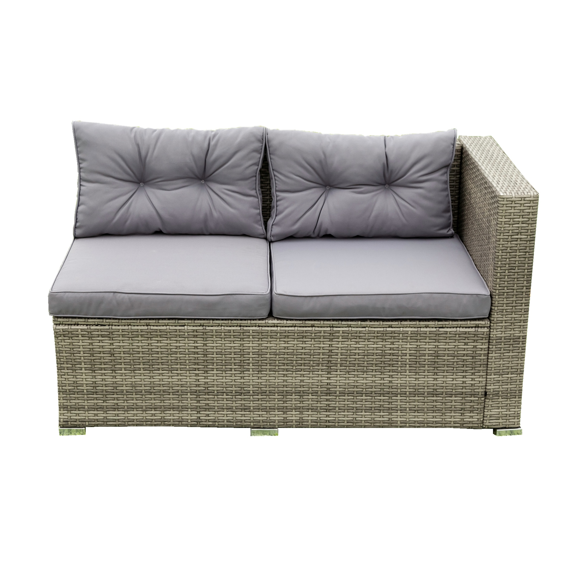PORKISS 4 Piece Patio Furniture Set, All-Weather Wicker Rattan Outdoor Sectional Sofa Set with Cushions and Storage Box for Garden Poolside, Grey