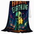thumbnail image 2 of Cosmic Romance Galaxy Love Quote Cartoon Alien Ufo, Cozy Friendship Quote Scene, Warm Flannel Blanket for Living Room and Reading Nook, Art Lovers Friendship Gift, Artistic Home Decor, 2 of 9
