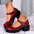 thumbnail image 6 of Fesfesfes Mary Jane Shoes Women Summer Round Toe Thick Heel Womens Shoes Fashion Buckle Shoes 6.5(38), 6 of 7