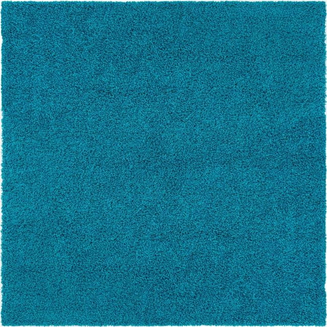 Unique Loom 3126261 8 ft. 2 in. x 8 ft. 2 in. Solid Shag Square Rug, Turquoise