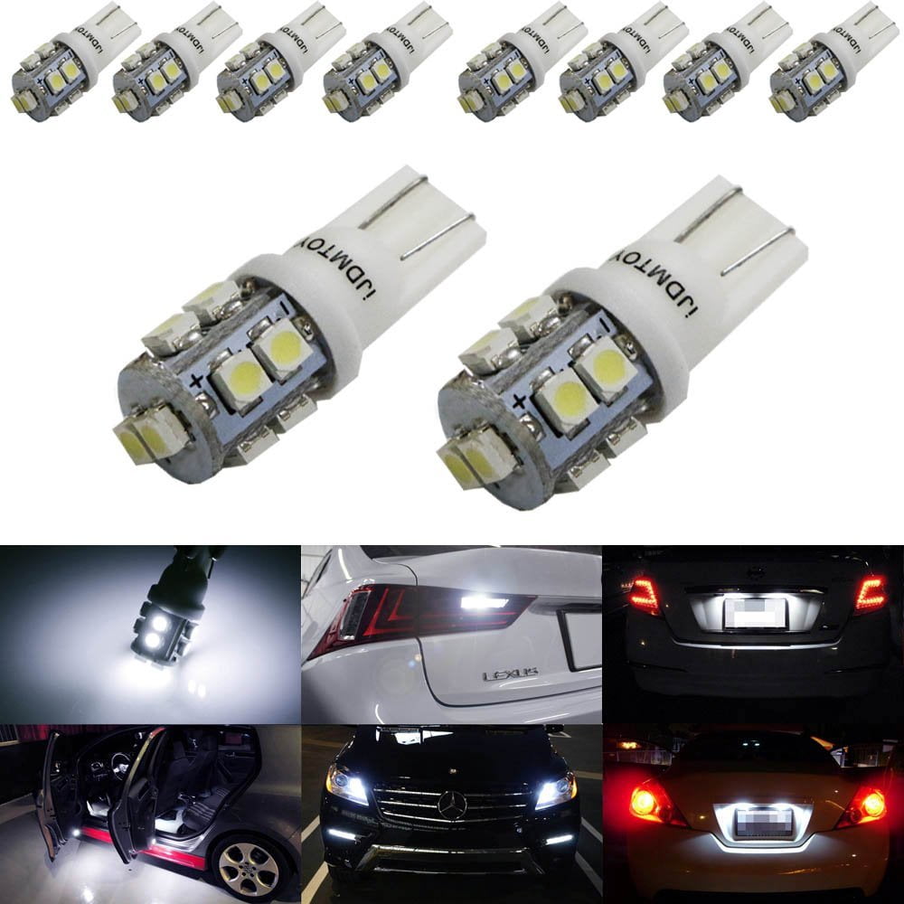 5-SMD 168 W5W 2825 T10 CANbus Error Free LED Replacement Bulbs For Audi BMW Mercedes Porsche Parking Lights 2 License Plate Lights Xenon White iJDMTOY 