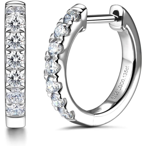 FANCIME 0.46 Ct Lab-Grown Diamond 925 Sterling Silver Huggie Hoop Earrings for Women, 12 mm