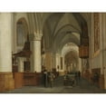 thumbnail image 2 of Job Adriaensz Berckheyde 14x12 Black Ornate Wood Framed Double Matted Museum Art Print Titled: Interior of the Church of St Bavo in Haarlem (1674), 2 of 5