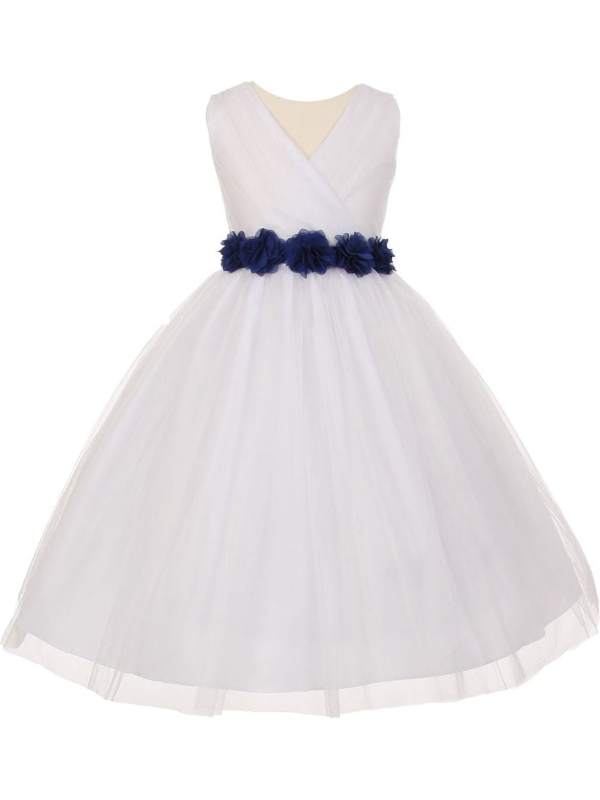 white and royal blue dress