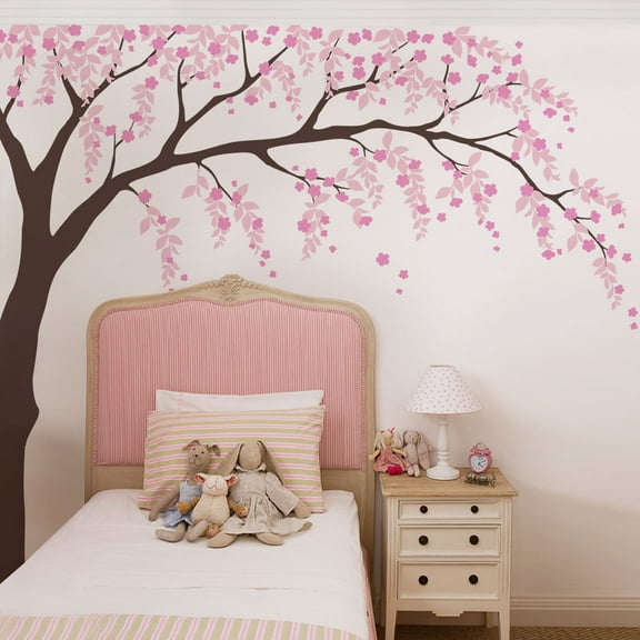 Weeping Willow Tree Decal with Cherry Blossoms - Scheme A