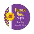 thumbnail image 1 of Darling Souvenir Round 45 Pcs Sunflower Thank You Stickers Wedding Personalized Bride Groom Names And Date Envelope Seals-Violet, 1 of 4