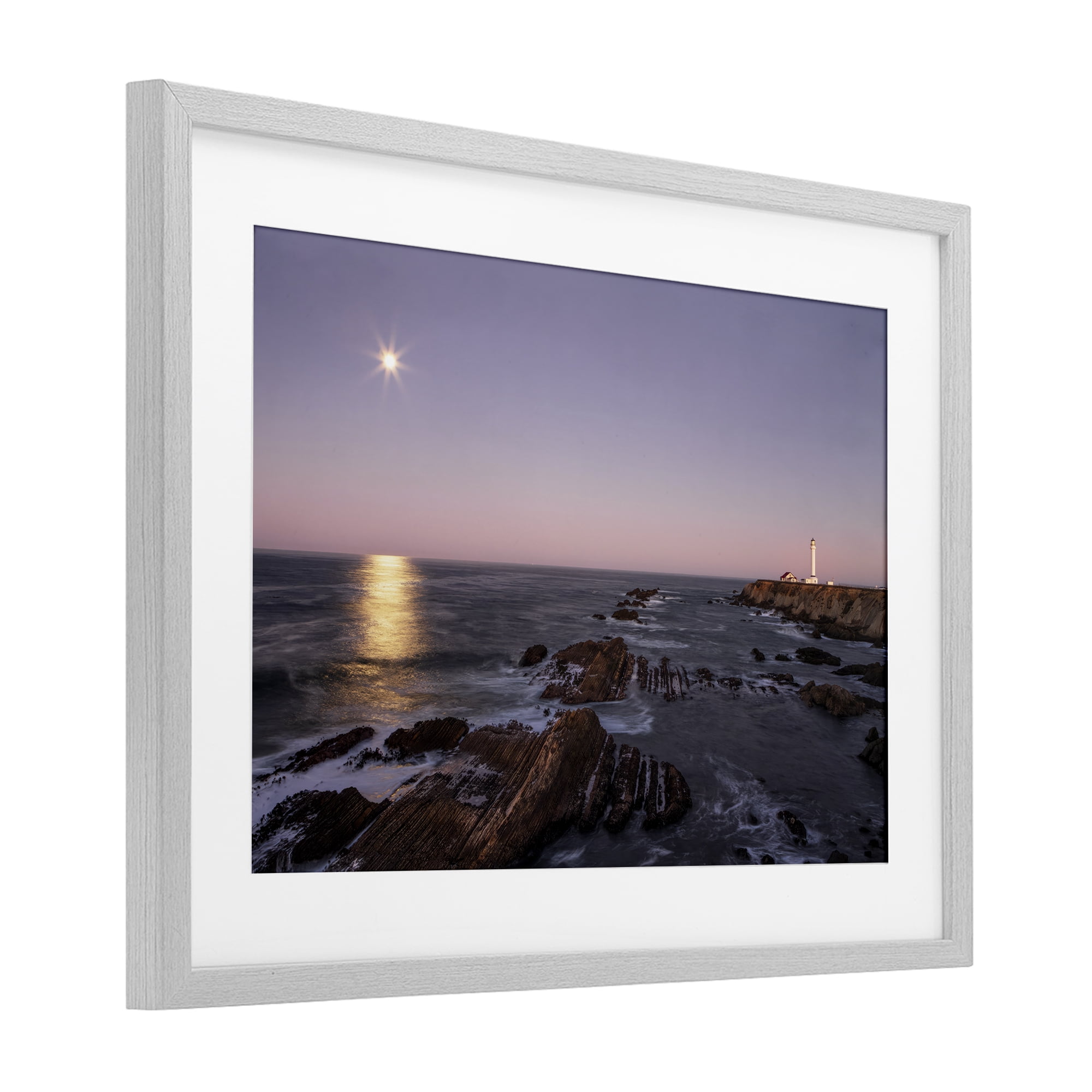 Stupell Industries Moon Arena Coastline Gray Framed Print Under Glass, design by Shelley Carlisle