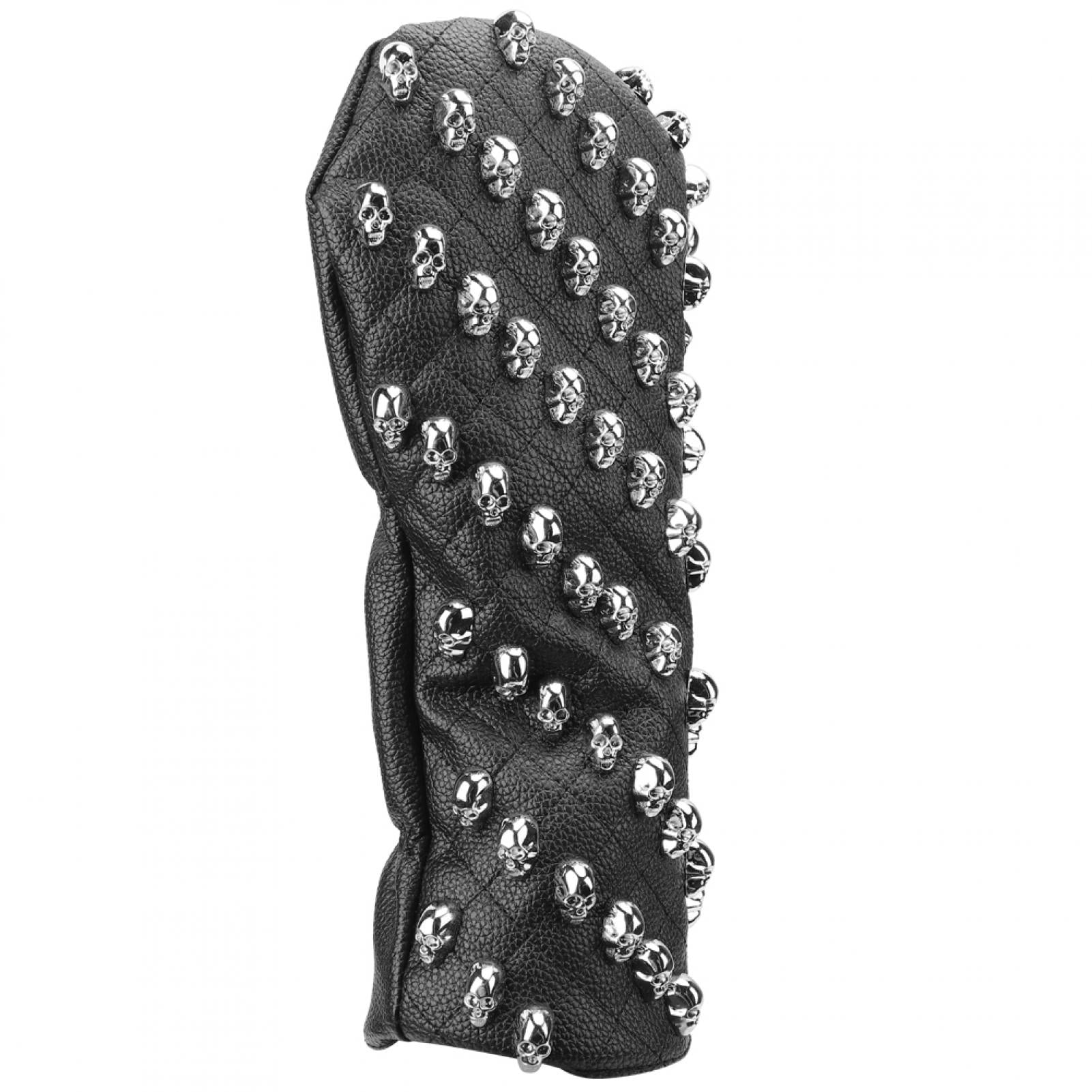 Nieyigj Premium PU Leather Skull Golf Club Head Cover for Driver Woods, Water-Resistant Padded Protection, Large Black (12.2 in / 31 cm) Headcover Accessory