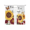 thumbnail image 6 of Sunflower Gray Check Sheer Curtains for Living Room Bedroom Farmhouse Flowers Butterfly Sheer Curtains 72 Inch Long 2 Panels Set Light Filtering Curtain Window Treatments Drapes for Dining Room, 6 of 6