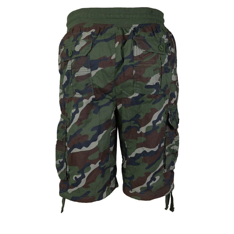 LR Scoop Men's Elastic Waist Drawstring Multi Pocket Cotton Cargo