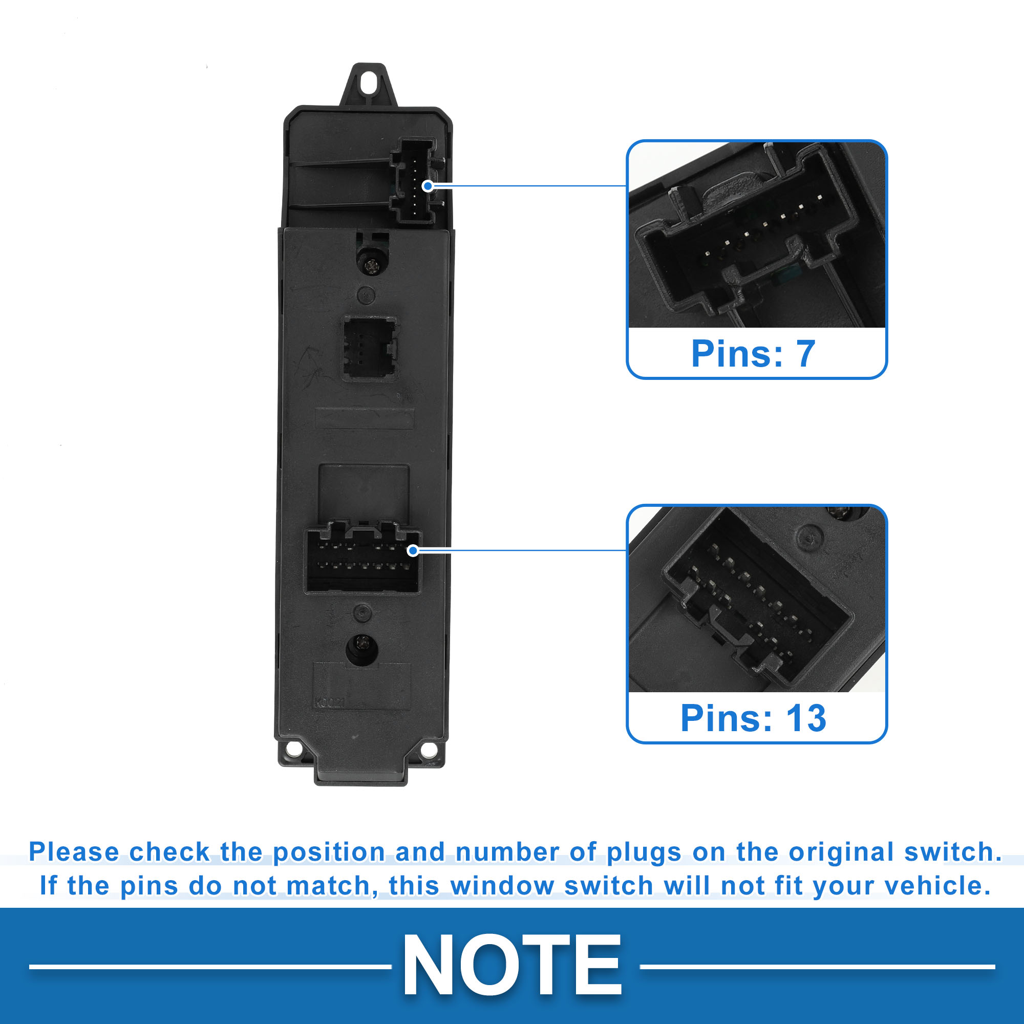 Unique Bargains Car Power Window Switch No.GV2S66350A Front Left Driver Side