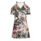 thumbnail image 4 of Vestido corto de punto con cuello en V y manga corta floral para vacaciones de verano para mujer Pompotops  ghjkhdj15264, 4 of 5