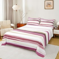 Manfei Abstract Geometric Twin Sheet Sets for Teen, Chic Stripes Ombre Twin Fitted Sheet, Modern Fashion Flat Sheet, Microfiber Bedroom Decor, 3 Pieces