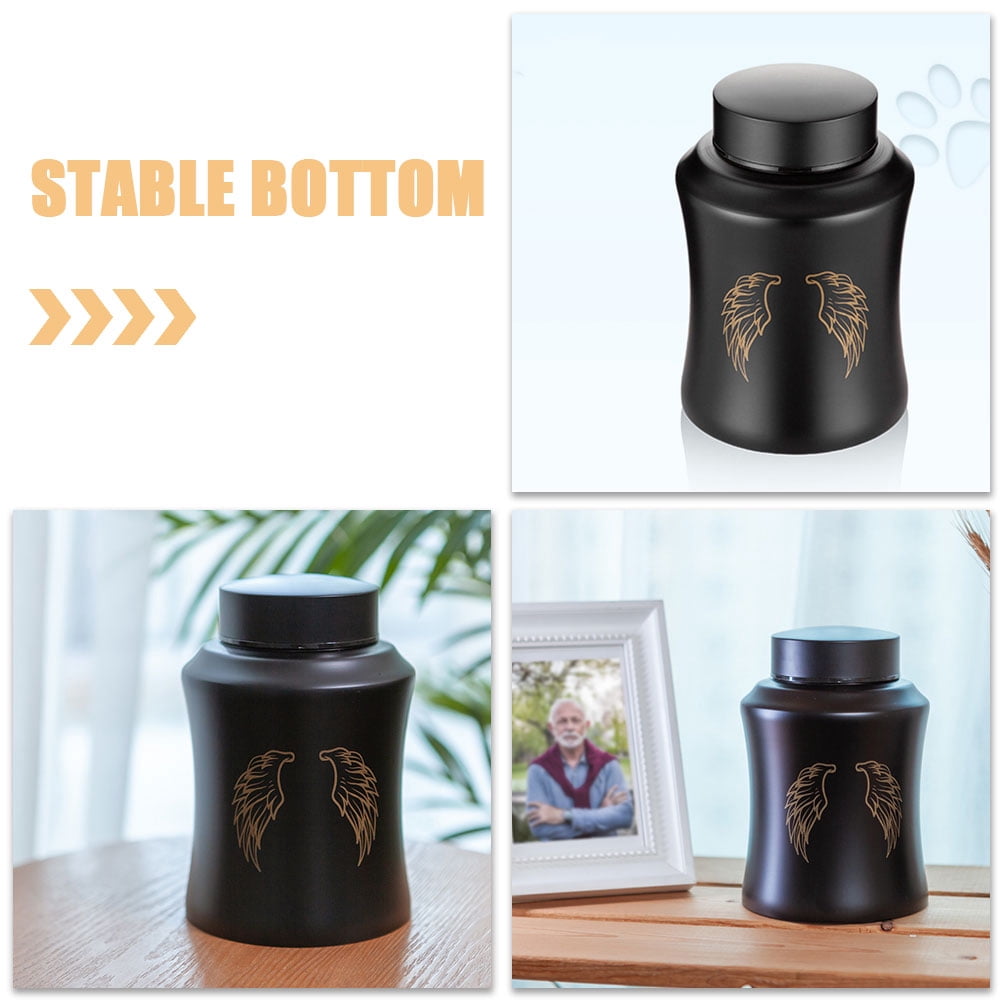 Tineasur Black Metal Pet Urn, Portable Keepsake, Good Hand Feeling, Home Use