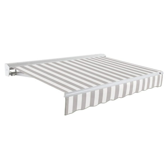 Awntech 20' x 10' Destin Manual Patio Retractable Awning, Gray/White Stripe