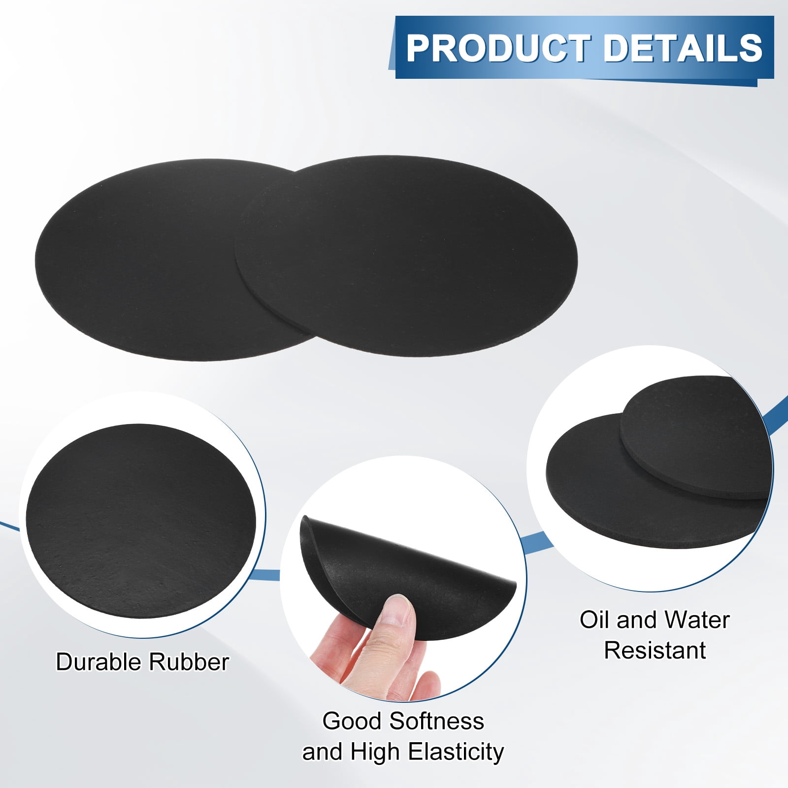 Uxcell 20-Pack Rubber Solid Discs Washers 100mm OD x 1.5mm Thick for HVAC Black