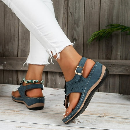 

Orthopedic Sandals for Women Clearance Breathable Walking Shoes with Arch Support Flower Wedges Anti-Slip Comfortable Sandals