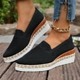 thumbnail image 4 of Wedge Platform Knit Sneakers for Women Lightweight Slip On Dressy Loafers Casual Pointed Toe Walking Shoes, 4 of 8