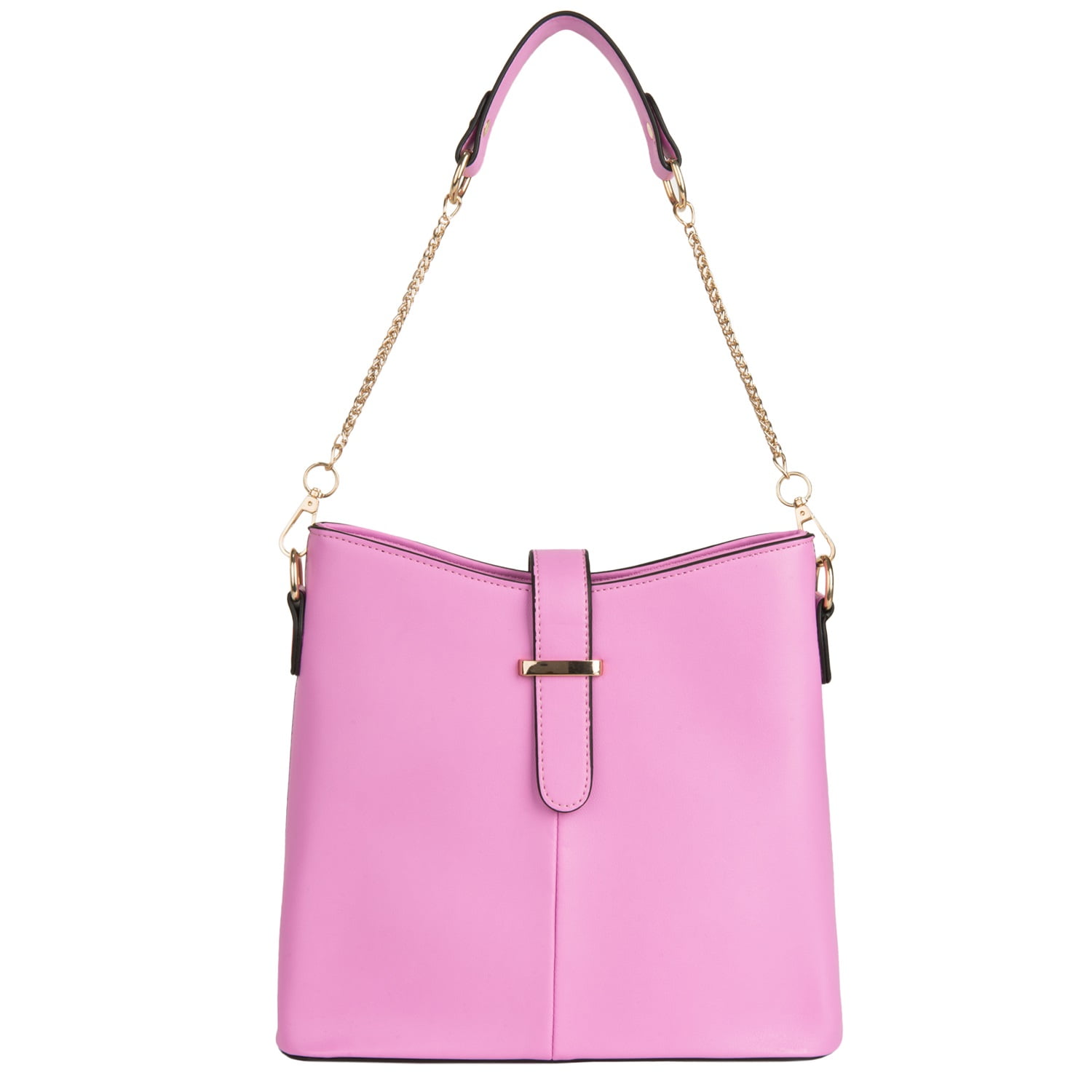 Women's Serena Leatherette Buckle Shoulder Bag – Faux Leather Crossbody Handbag with Adjustable Strap, Multi-Compartment Everyday Purse