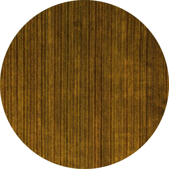 Ahgly Company Indoor Round Abstract Yellow Modern Area Rugs, 7' Round
