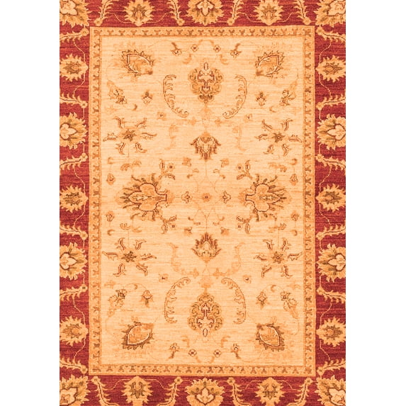 Ahgly Company Indoor Rectangle Abstract Orange Modern Area Rugs, 8' x 12'