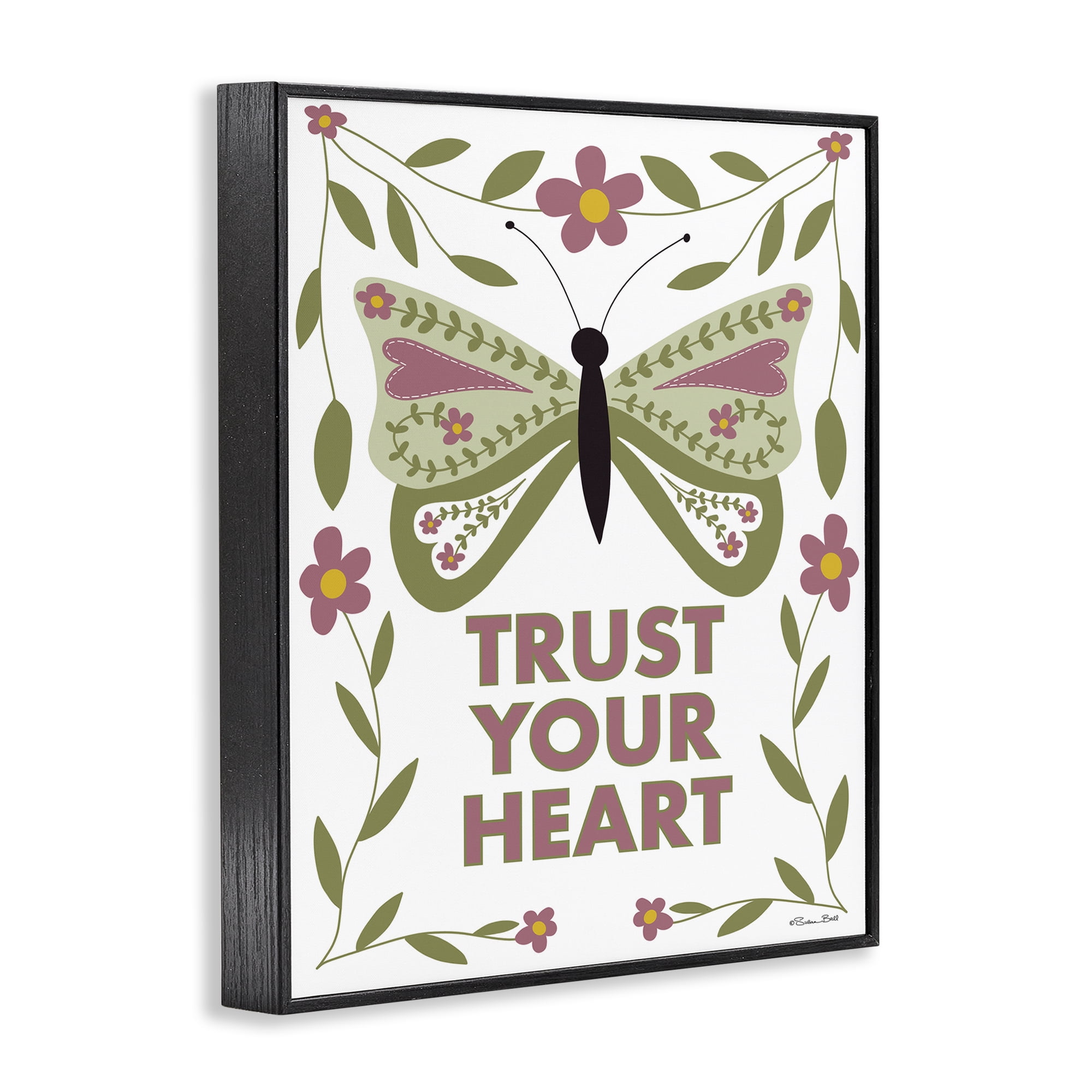 Stupell Industries Trust Your Heart Symmetrical Black Framed Giclee Art, design by Susan Ball