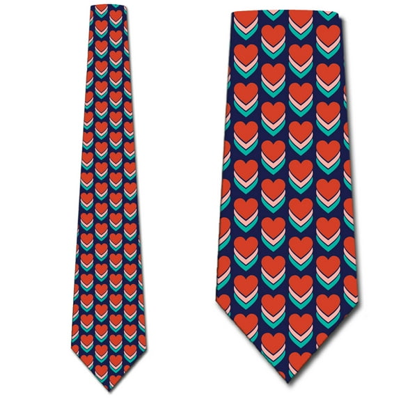 Stacked Retro Hearts Necktie Mens Tie by Three Rooker