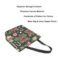 thumbnail image 3 of FORMRS Womens Canvas Tote Bag with Zipper Inner Pocket Shoulder Handbag, Black Christmas Holly, 3 of 7
