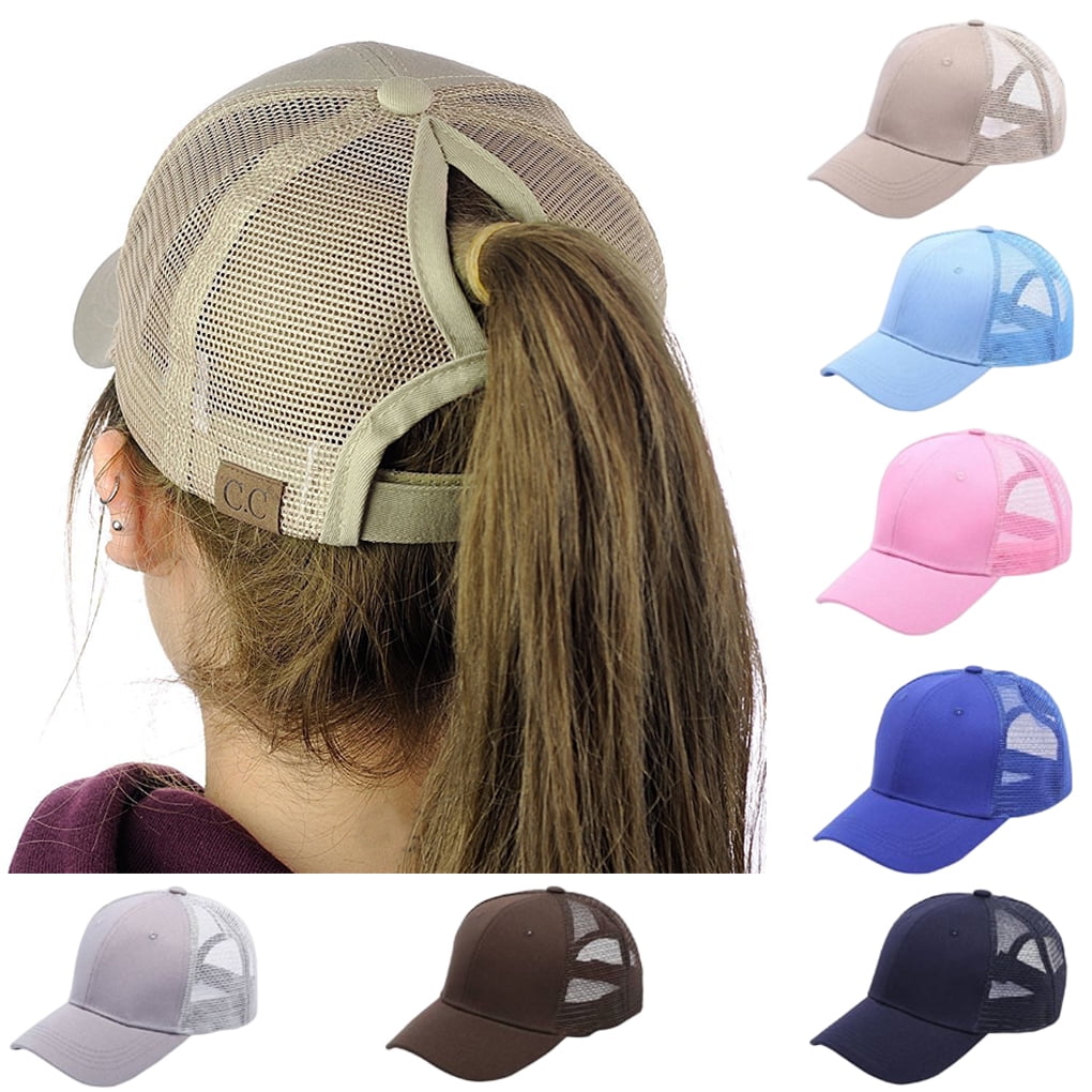 TureClos Women Adjustable Ponytail Baseball Cap Girl Snapback Outdoor