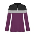 thumbnail image 6 of Tittly T Shirts for Women Graphic Tees Women's 3/4 Sleeve Quarter Zip Shirts Collared V Neck Pullover Top Collared Casual Fall Tunic Color Block Blouses Tshirts Shirts Tops for Women Trendy PP2 XXL, 6 of 7