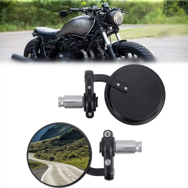 espejos convexos para motocicleta, espejos laterales exteriores, espejo retrovisor para motocicleta, espejo retrovisor flexible negro de 7/8 pulgadas para moto deportiva, scooter (diámetro: 10 cm)