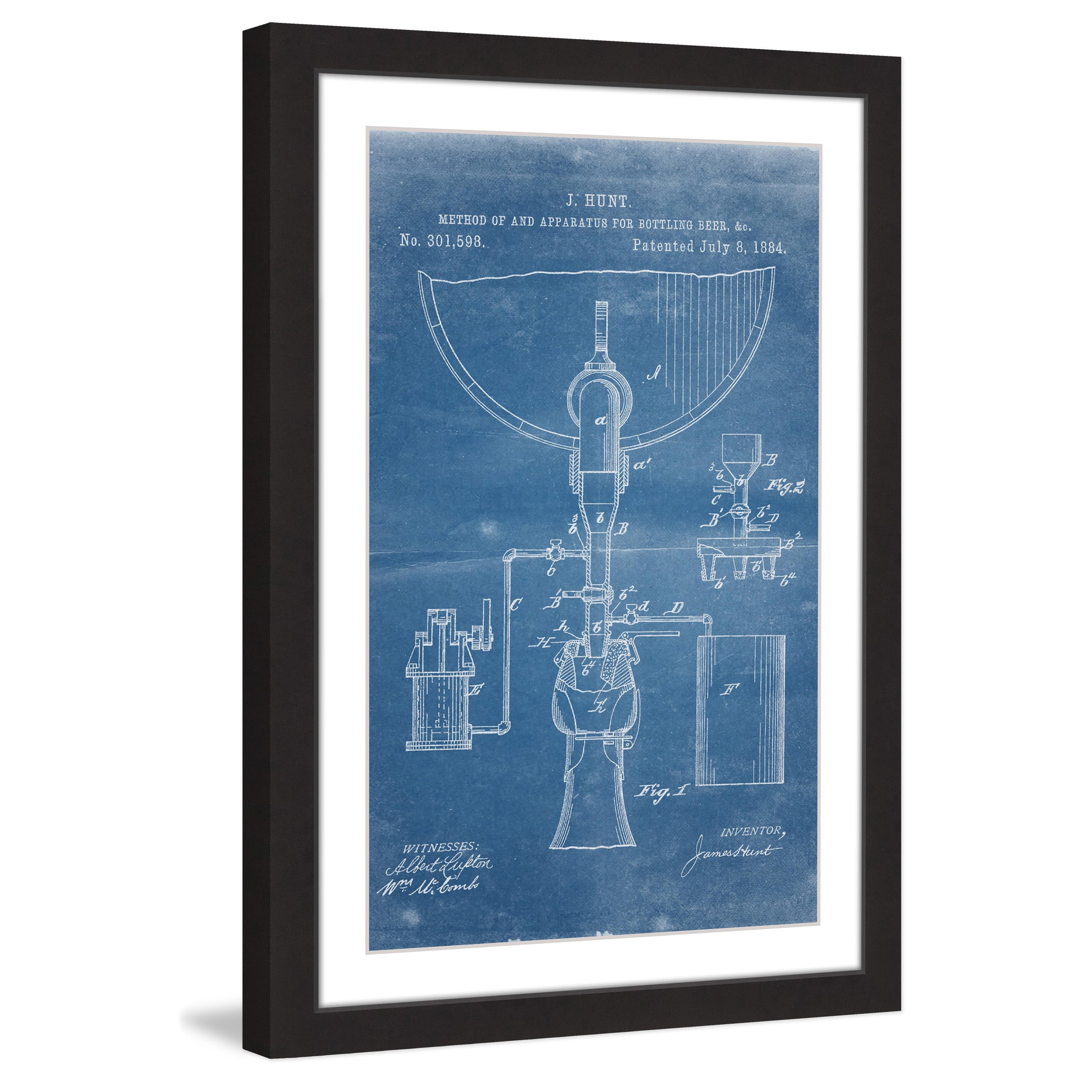 "Bottling Beer 1884 Blueprint" Framed Painting Print