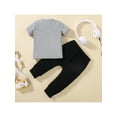 thumbnail image 4 of hirigin Baby Boys Summer Outfit Sets Gray Short Sleeve Letter Print T-shirt + Black Casual Pants, 4 of 9