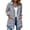 Gray, variant on Women's Laple Collar Denim Trim Long Quilted Puffer Jacket, Long Sleeve Button Down Winter Coat with Patch Pockets, Sizes S-3XL