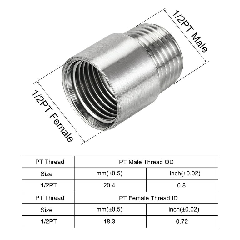 Uxcell Stainless Steel Shower Head Connector Extender, Male