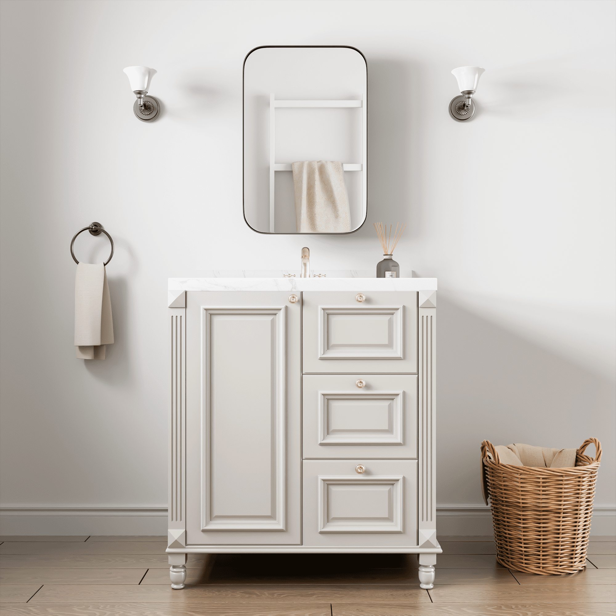 MAYEERTY 38"x24" Black Octagon Bathroom Asymmetrical Vanity Mirror for Wall